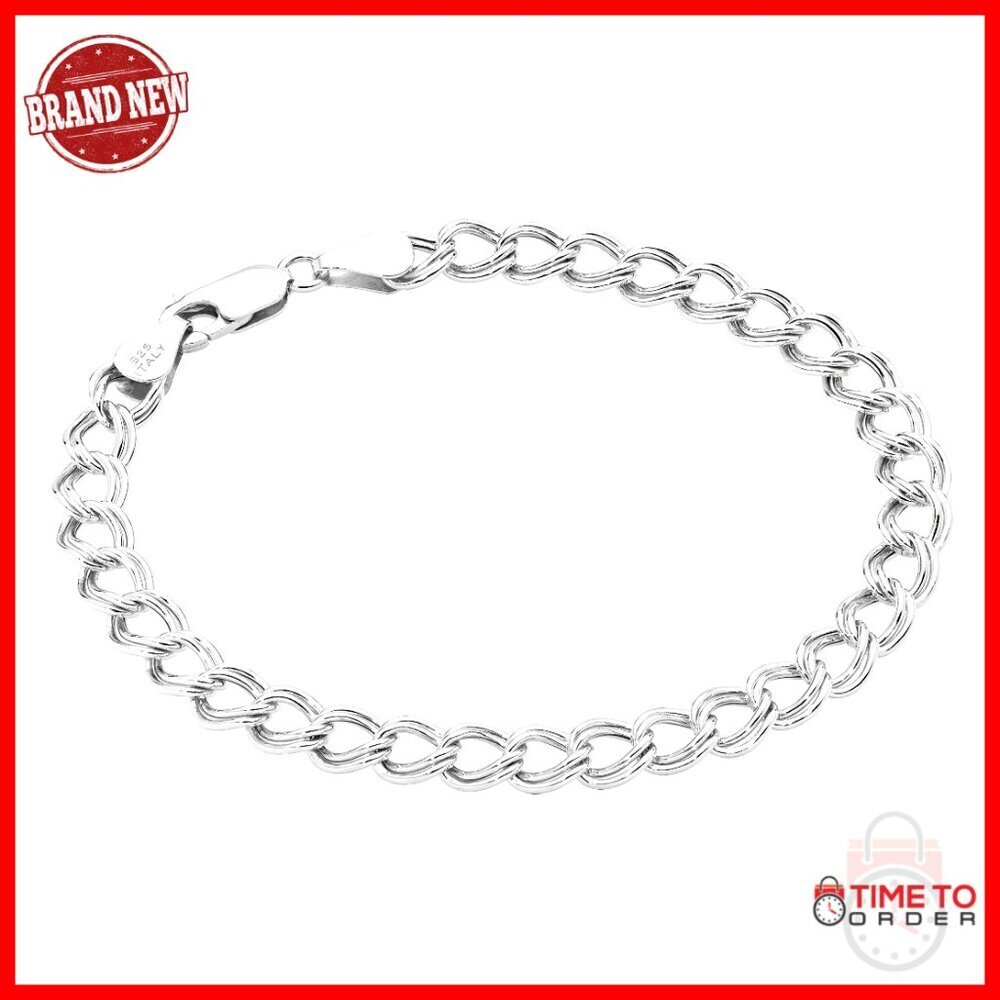 Sterling Silver Double Curb Link Bracelet, 7.5 Inch, Lobster Clasp